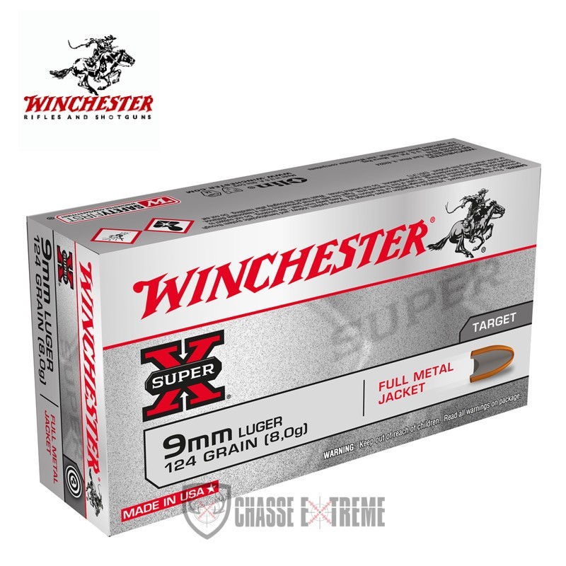 50 Munitions WINCHESTER cal 9mm Luger 124gr FMJ