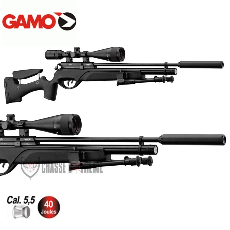 PACK CARABINE GAMO HPA PCP + 6-24X50 + SILENCIEUX + BIPIED 40 JOULES 