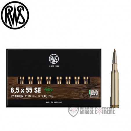 Munitions  Rws calibre 6.5x55 EVO GREEN